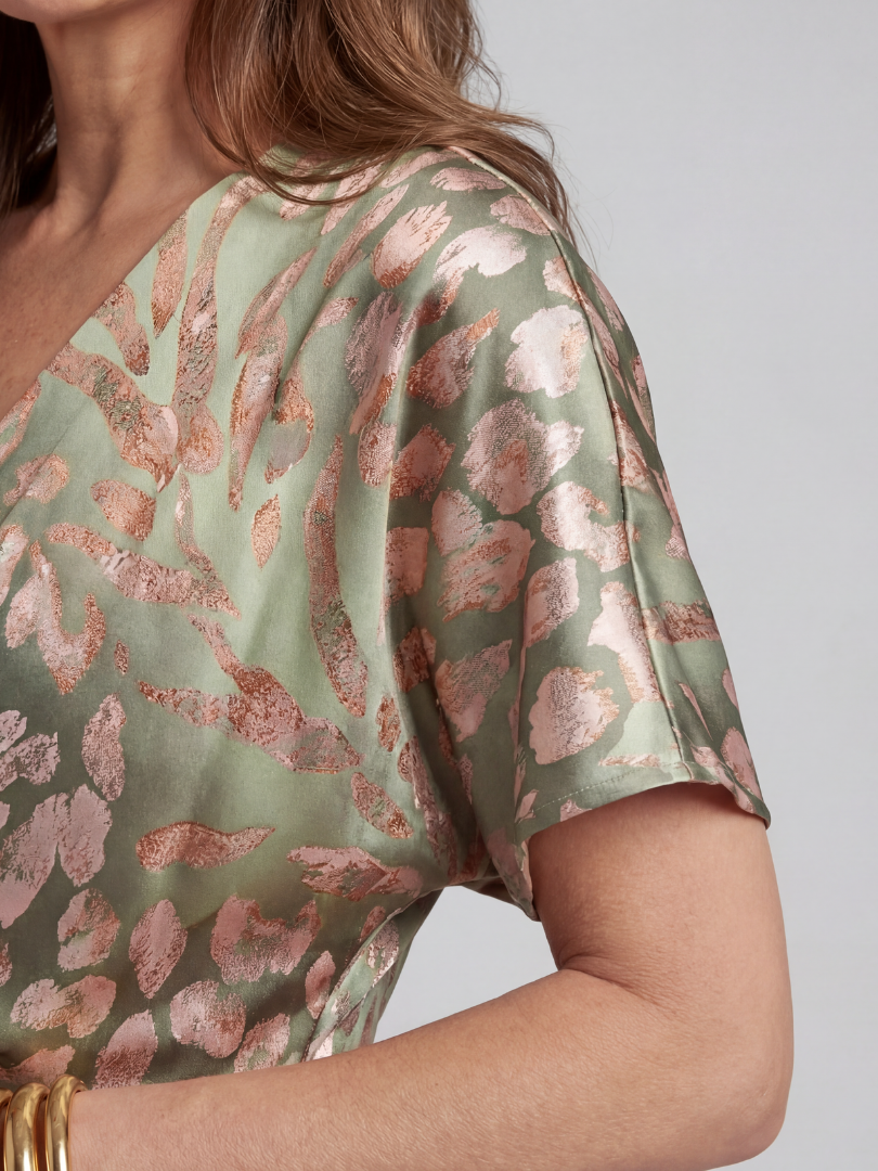 Marla | Abstract Print Twist-Waist Midi Dress
