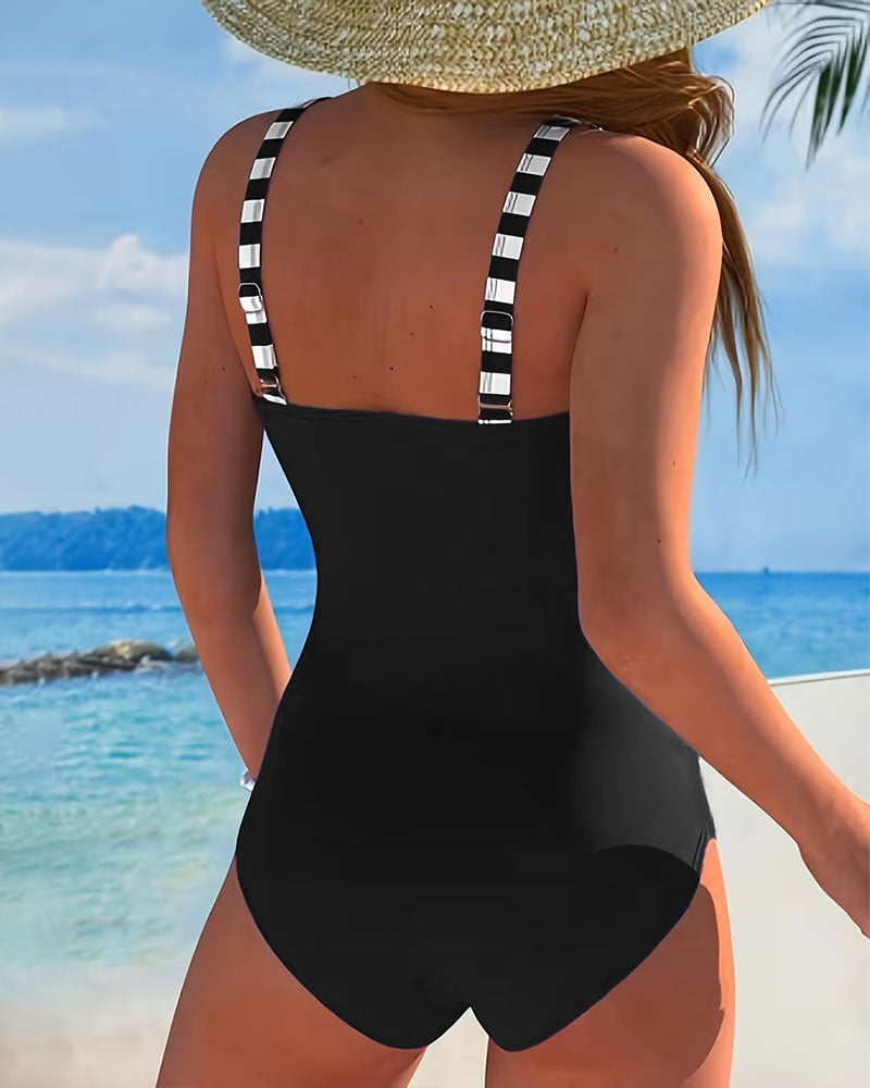 Aurora — Colourblock Stripe Swimsuit