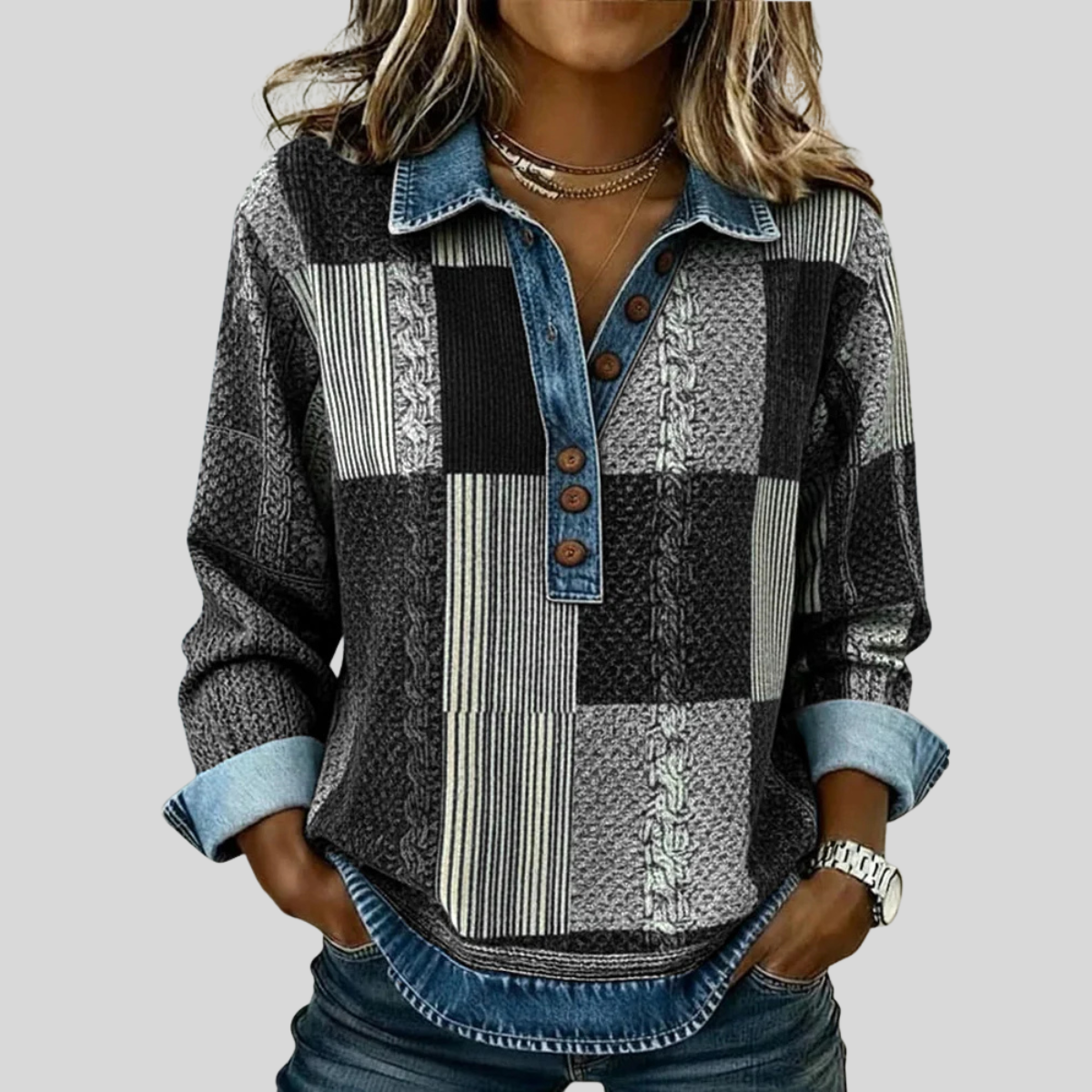 Meridell | Colourblock Print Sweatshirt