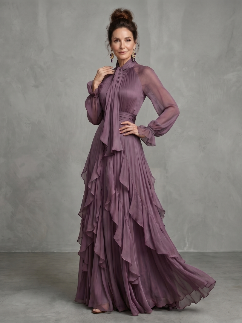 Gloria | Tie-Neck Tiered Maxi Dress