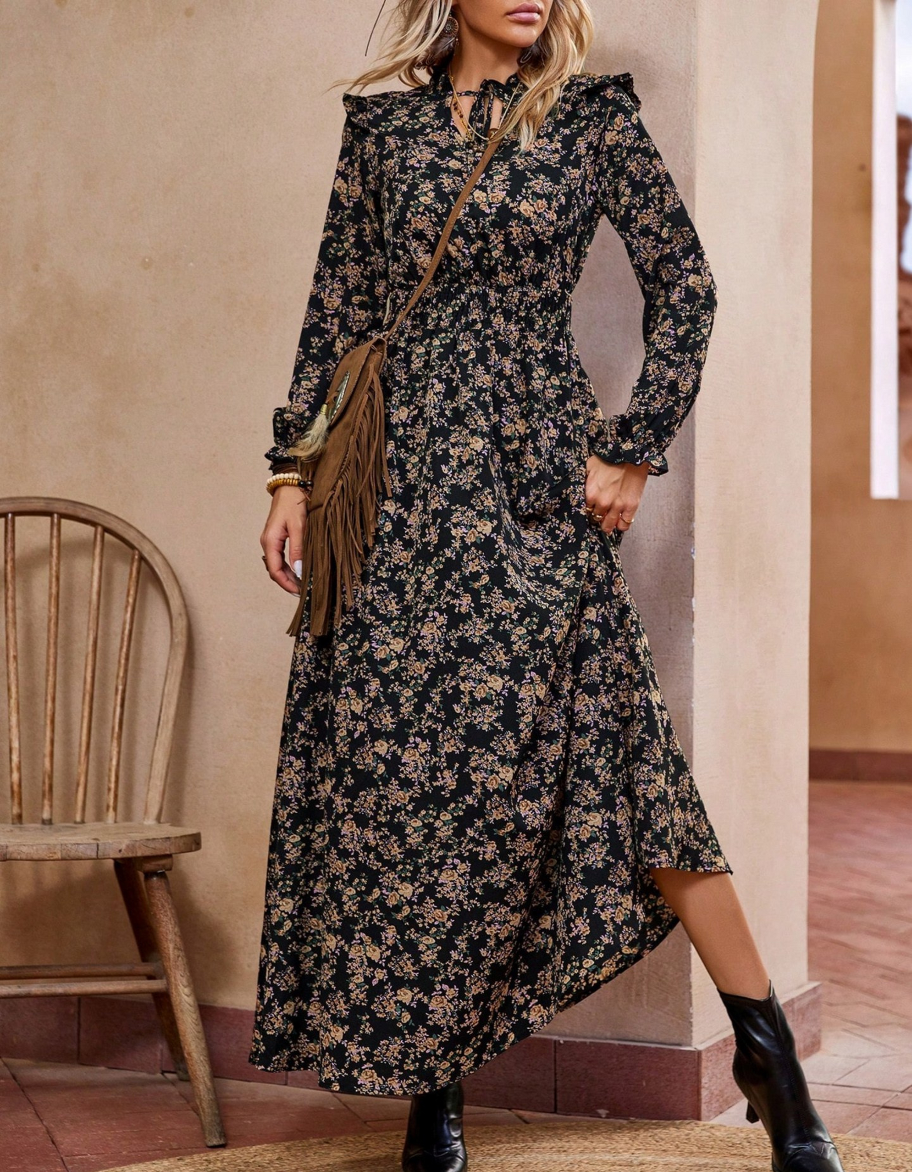 Nesta | Romantic Long Sleeve Maxi Dress