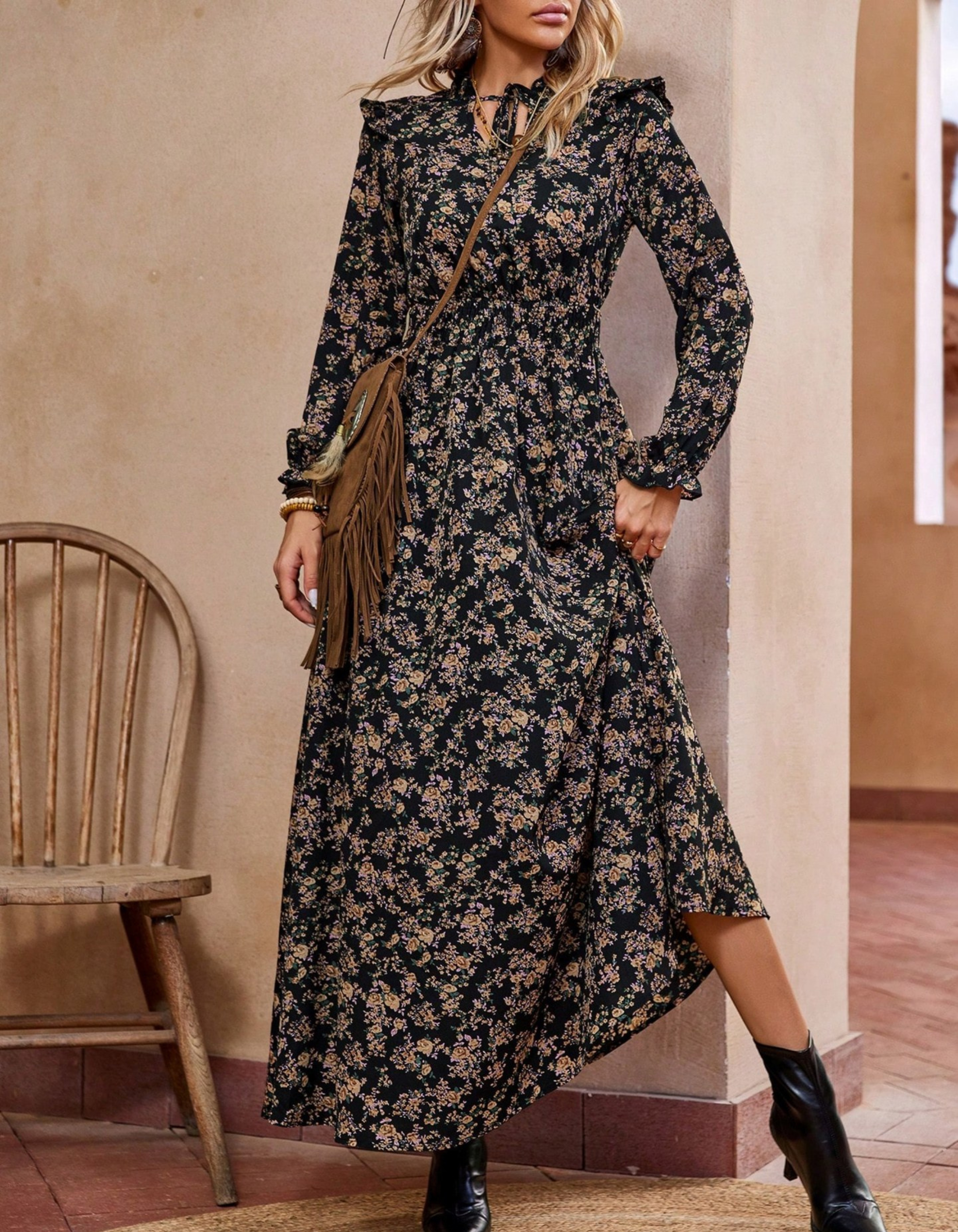 Nesta | Romantic Long Sleeve Maxi Dress