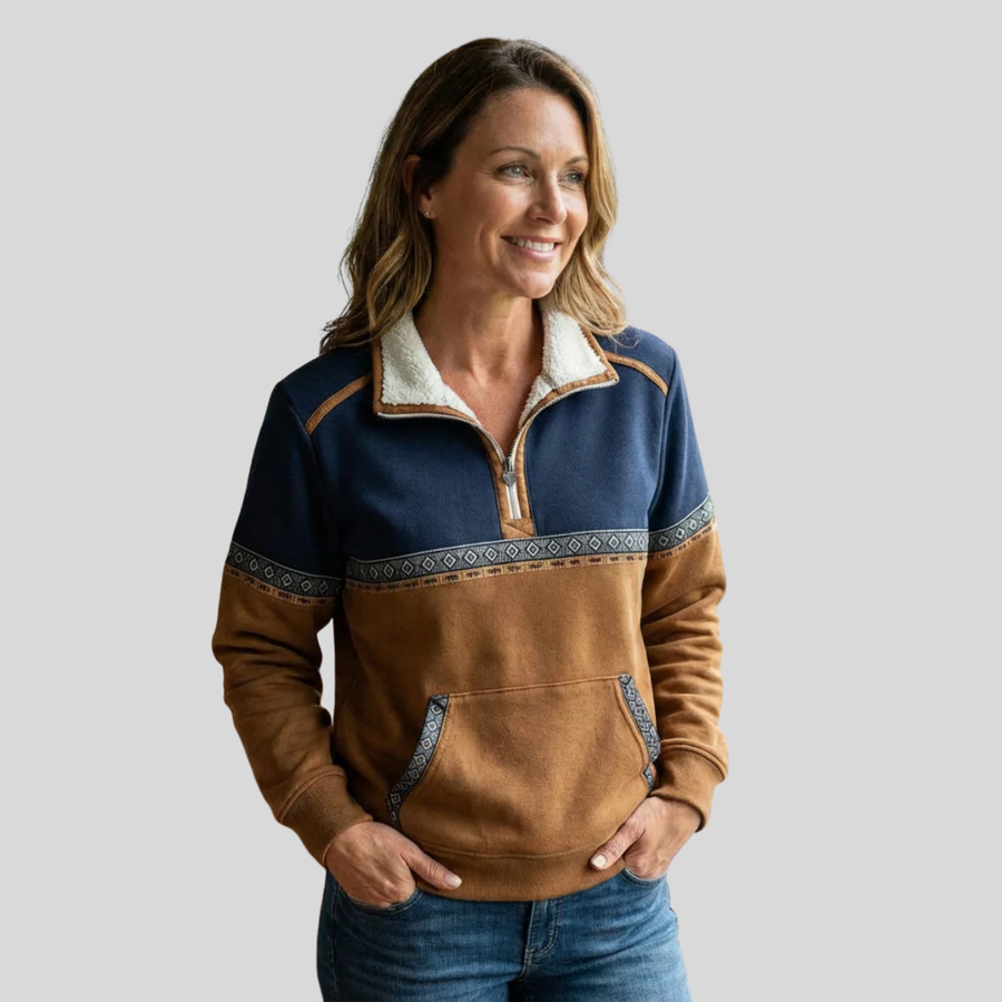 Alvette | Sherpa Collar Half Zip Pullover