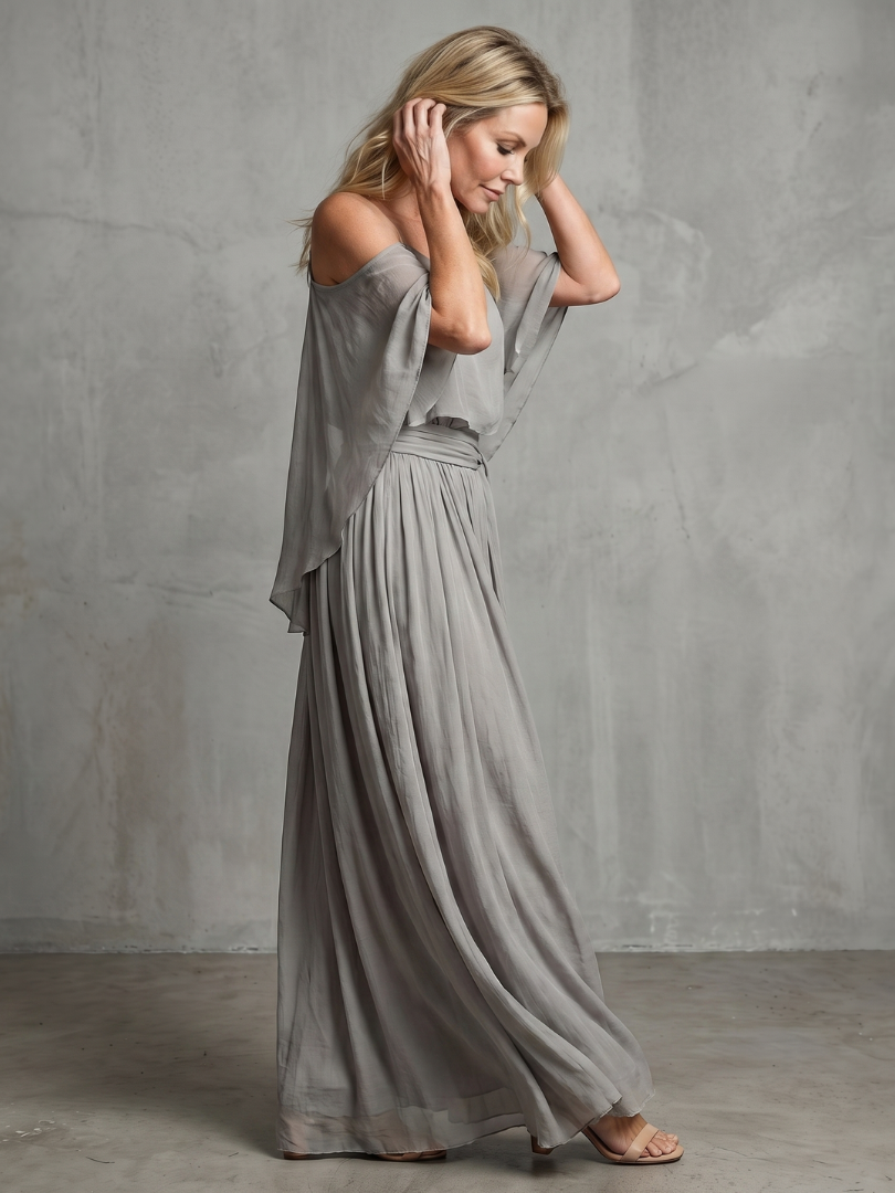 Linnea | Draped Cold Shoulder Two Piece Set