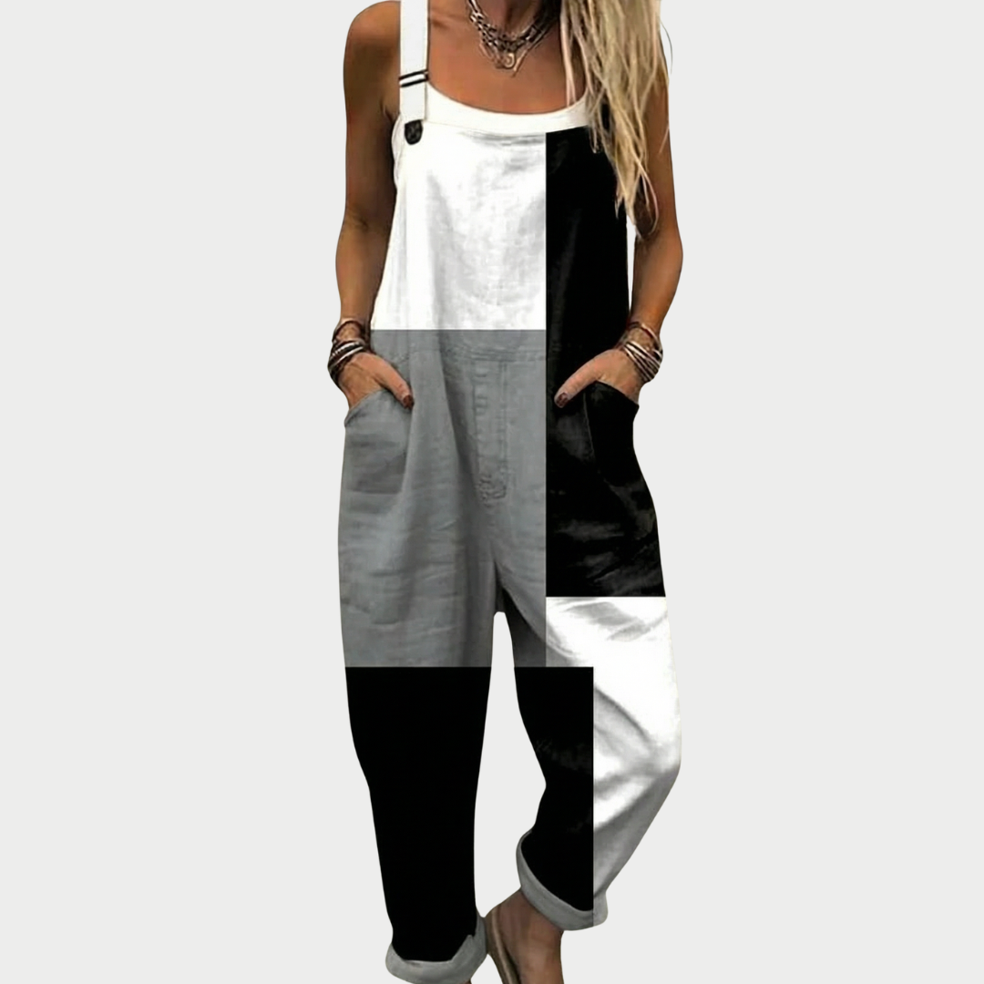 Primrose | Monochrome Print Dungarees