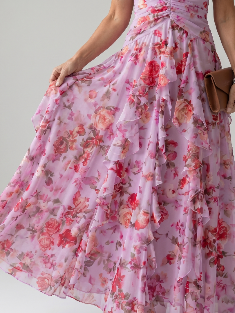 Aveline | Halter Neck Floral Maxi Dress