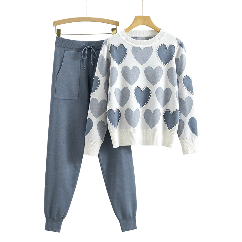 MARIANNE™ – Cozy Heart Pattern Soft Knit Two-Piece Set