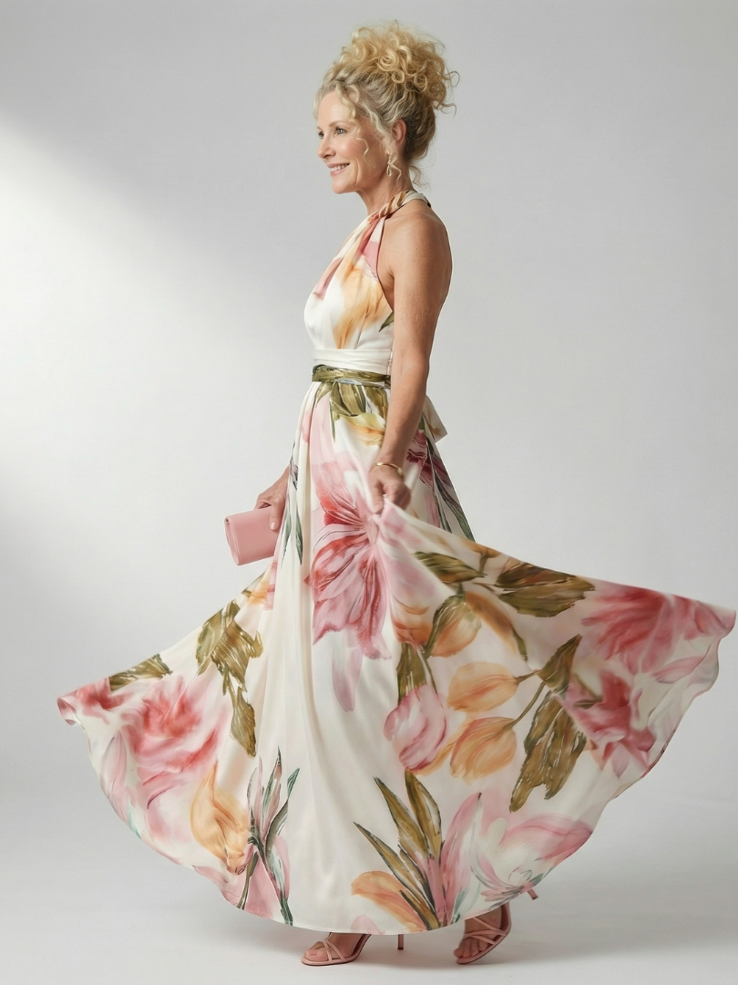 Nella | Floral Halter Maxi Dress