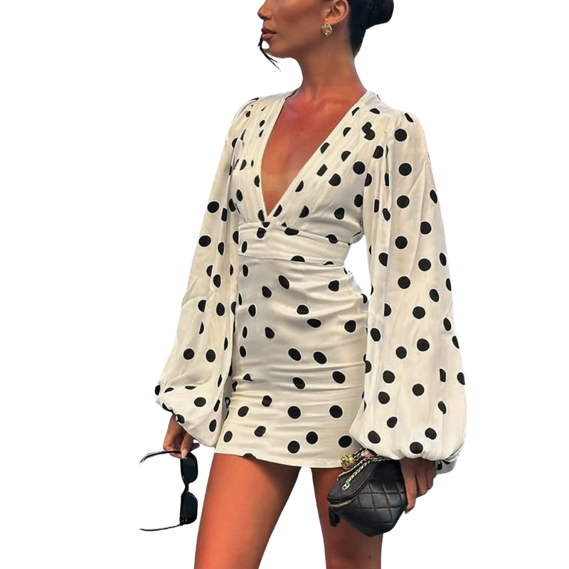 MARGO™ – Chic Long Sleeve V Neck Bodycon Mini Dress