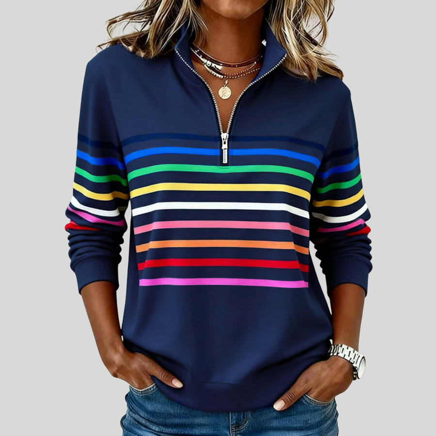 Prismette | Colourful Striped Quarter Zip Sweatshirt