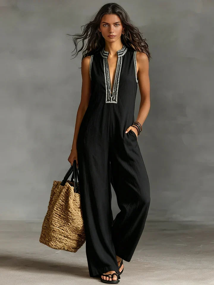 Romilly | Embroidered Wide Leg Jumpsuit