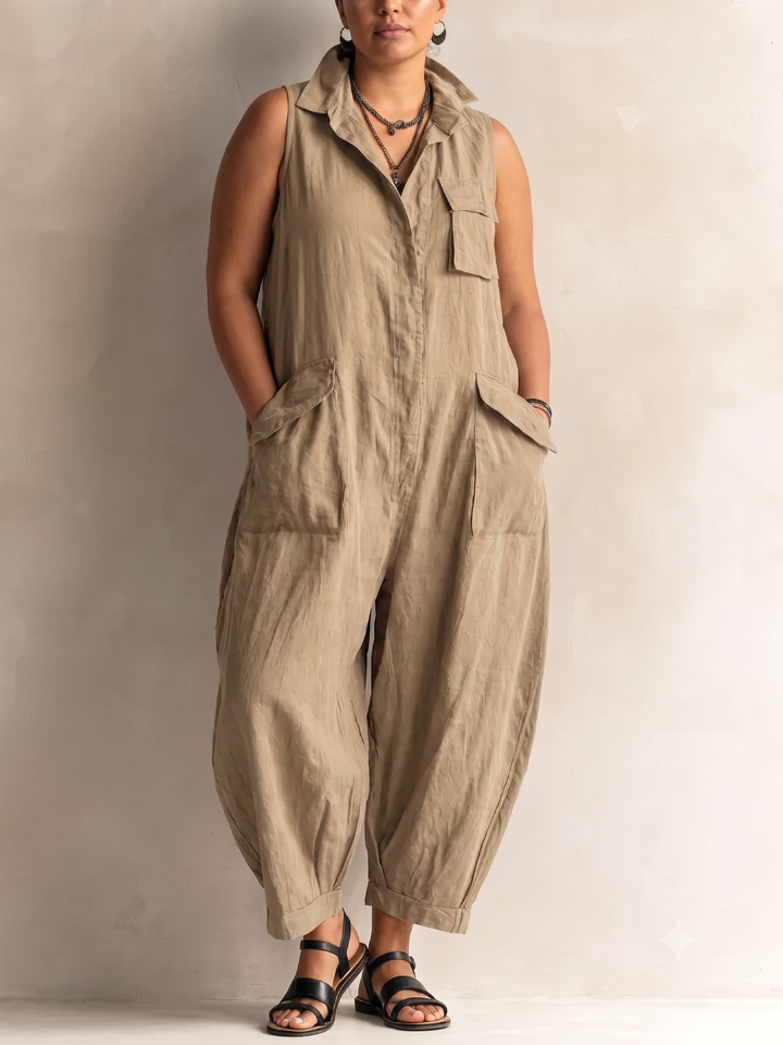 Alessia | Casual Sleeveless Cargo Jumpsuit