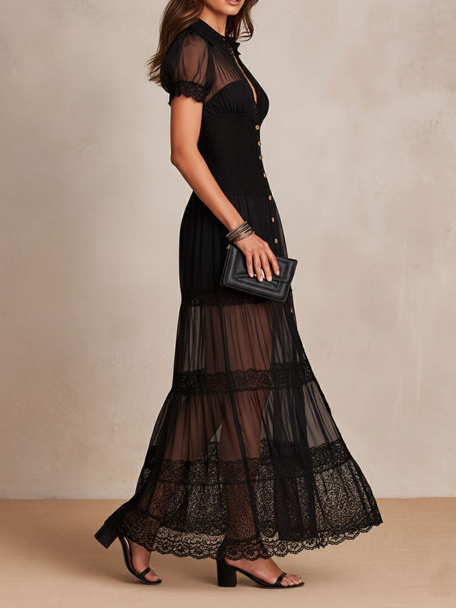 Rosaline | Lace Trimmed Maxi Dress