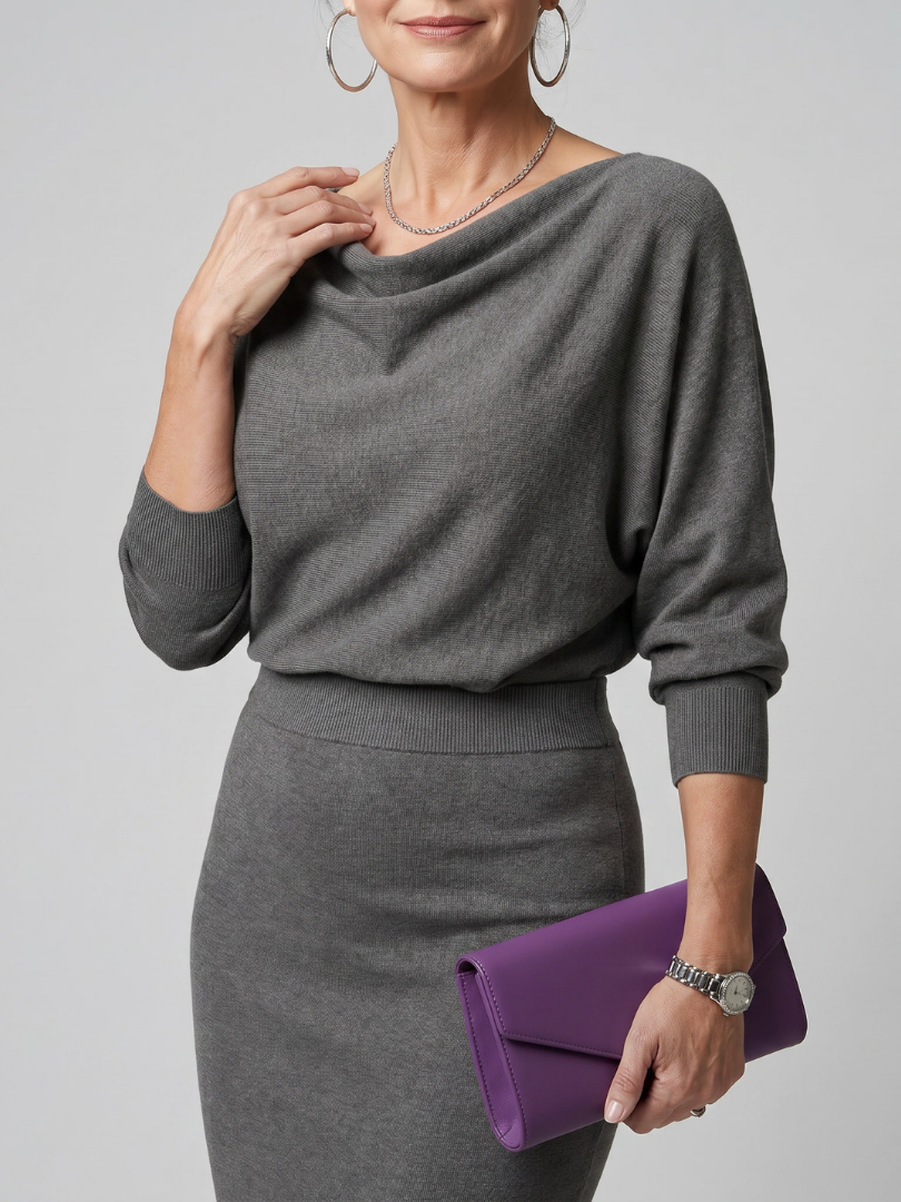 Bettany | Draped Cowl Neck Midi Dress
