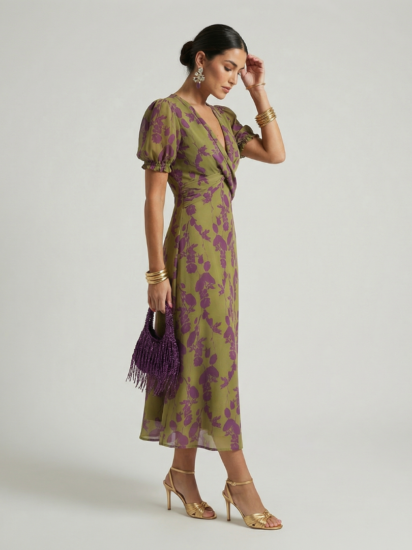 Virel™ | Robe Midi Fleurie Élégante