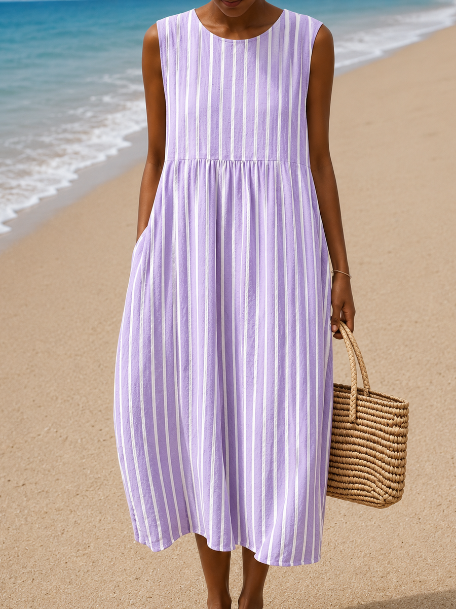 Bettina | Striped Sleeveless Midi Dress