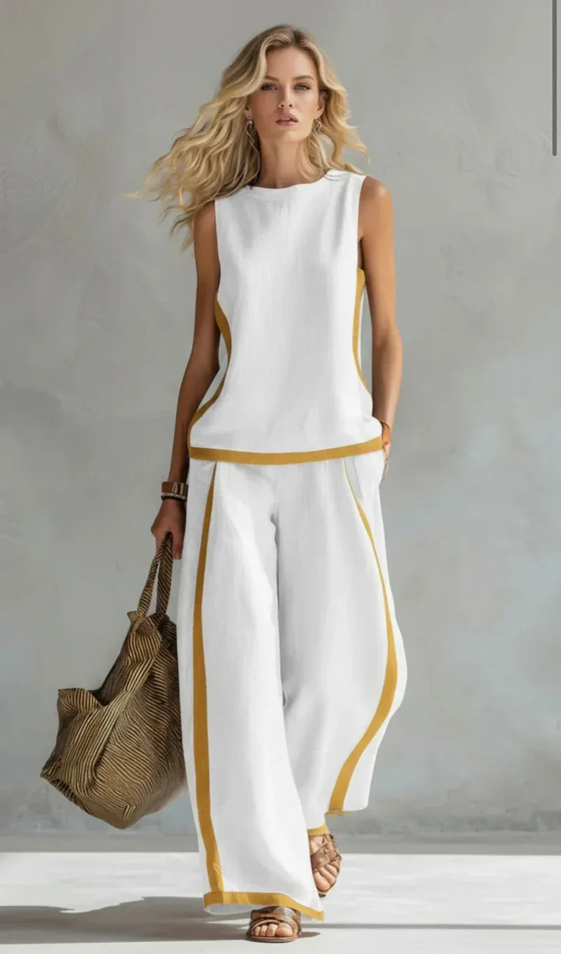 Winona | Contrast Trim Wide Leg Two Piece Set