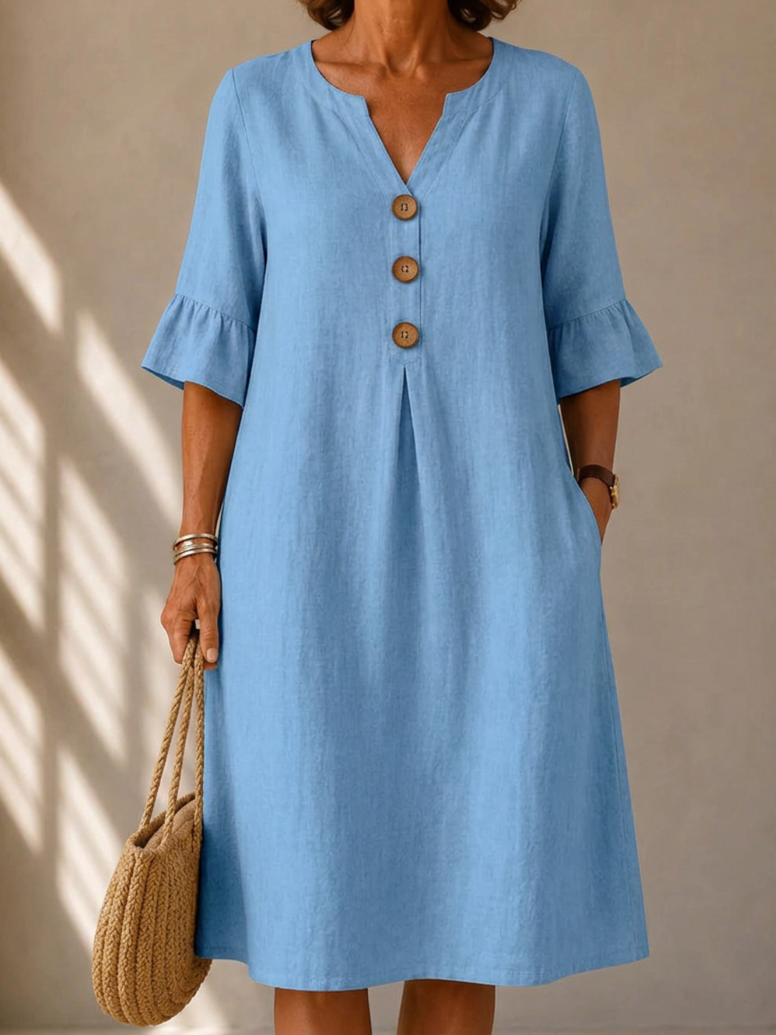 Colette | Buttoned Gathered Front Dress