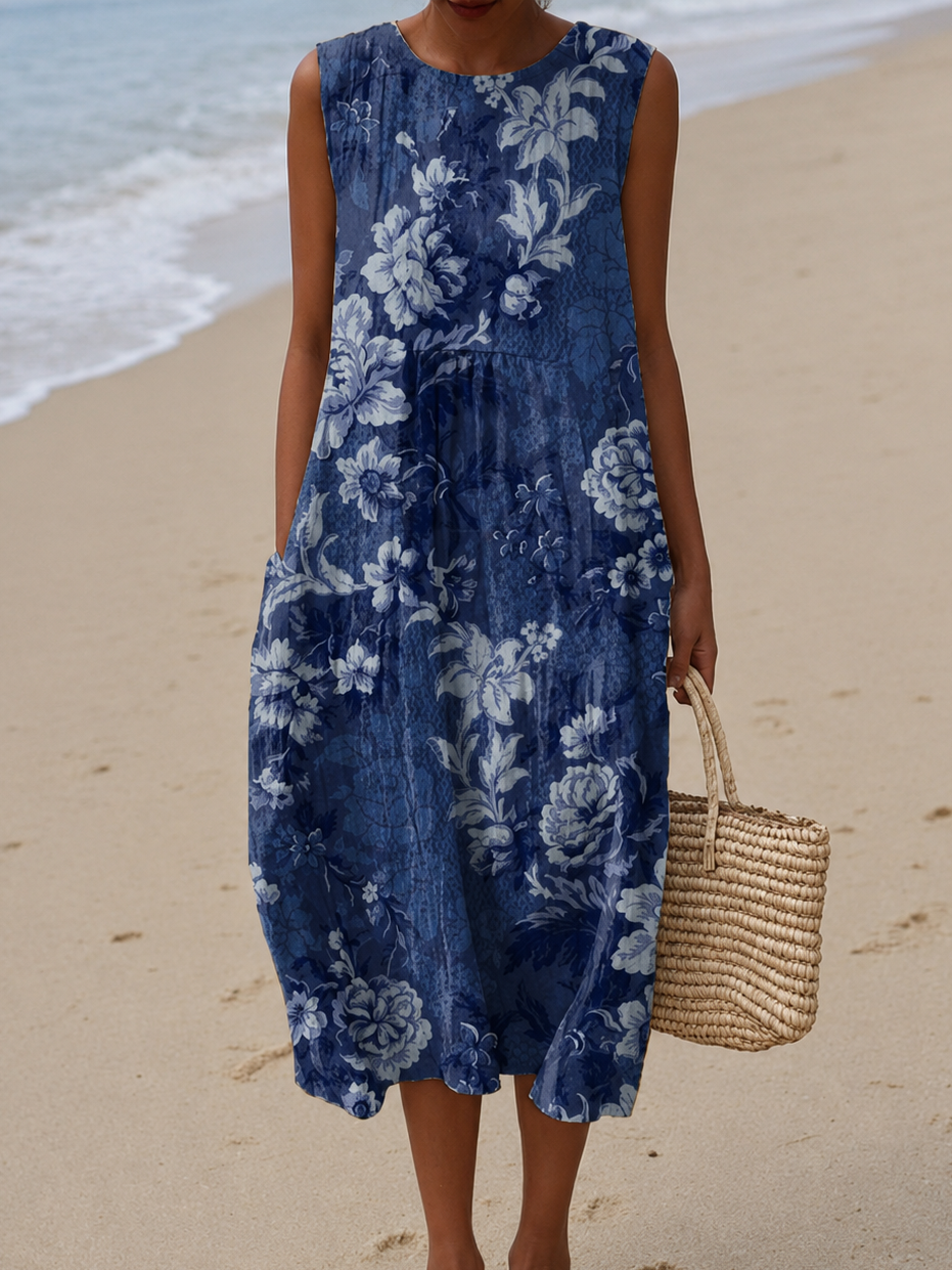 Callista | Sleeveless Floral Midi Dress
