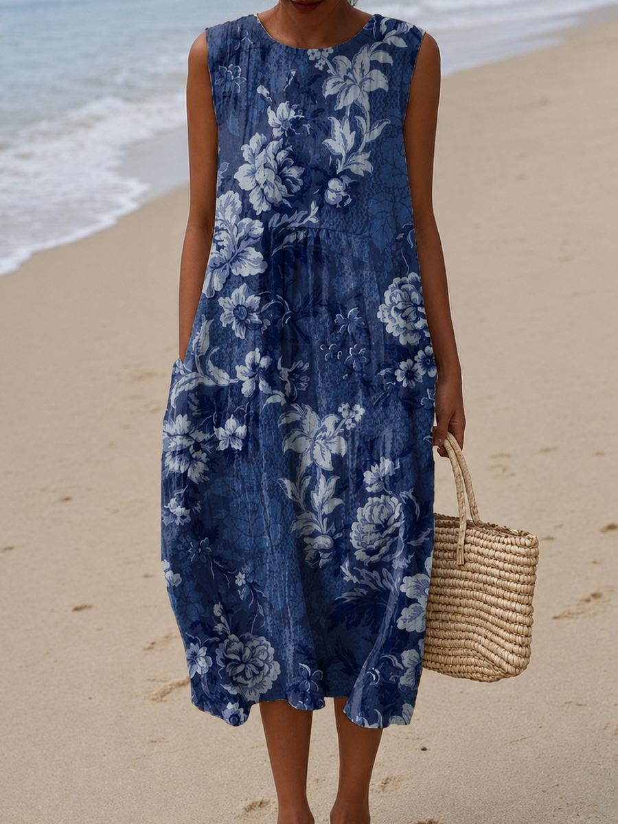 Callista | Sleeveless Floral Midi Dress