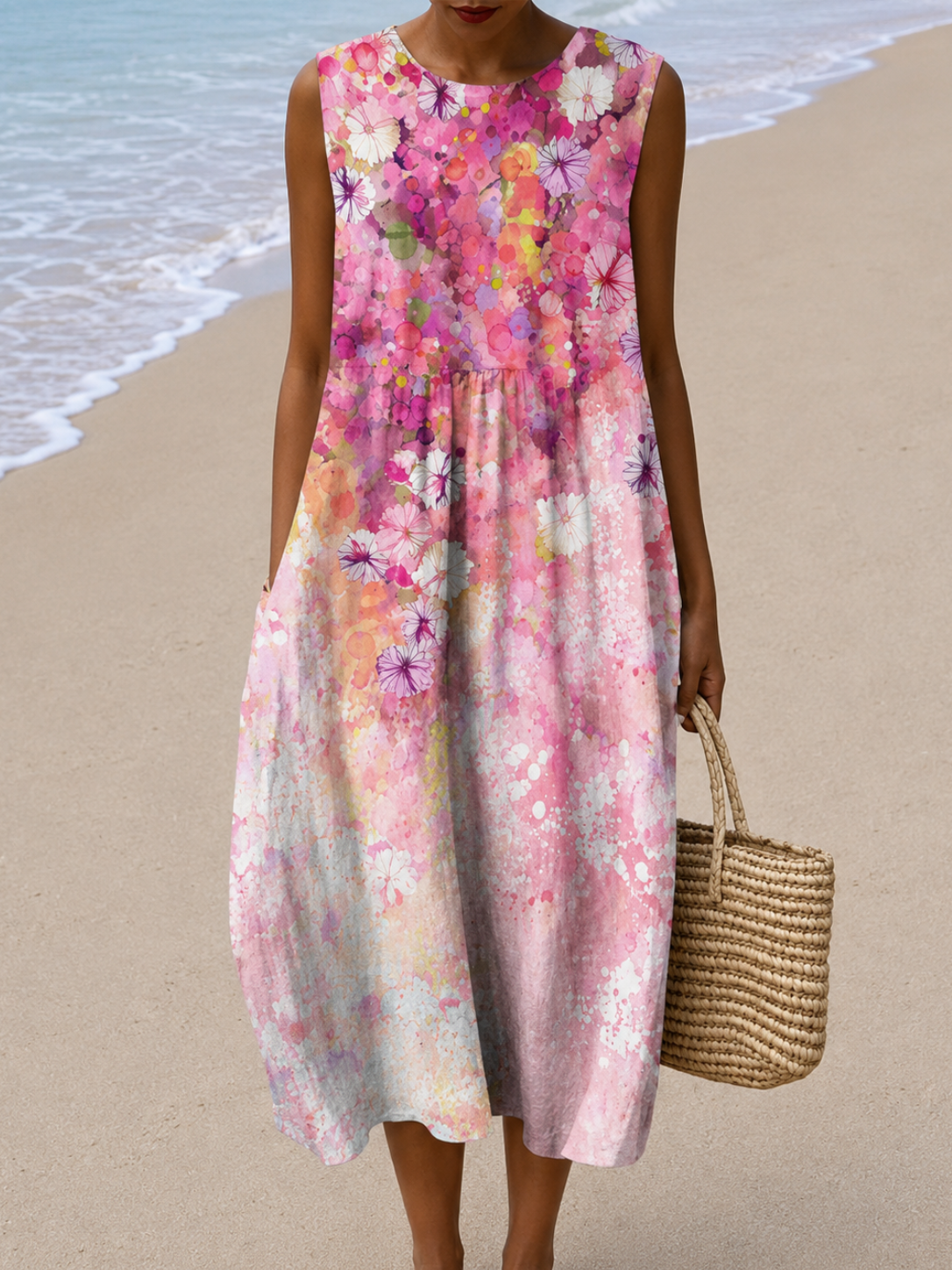 Adriana | Sleeveless Relaxed Fit Midi Dress