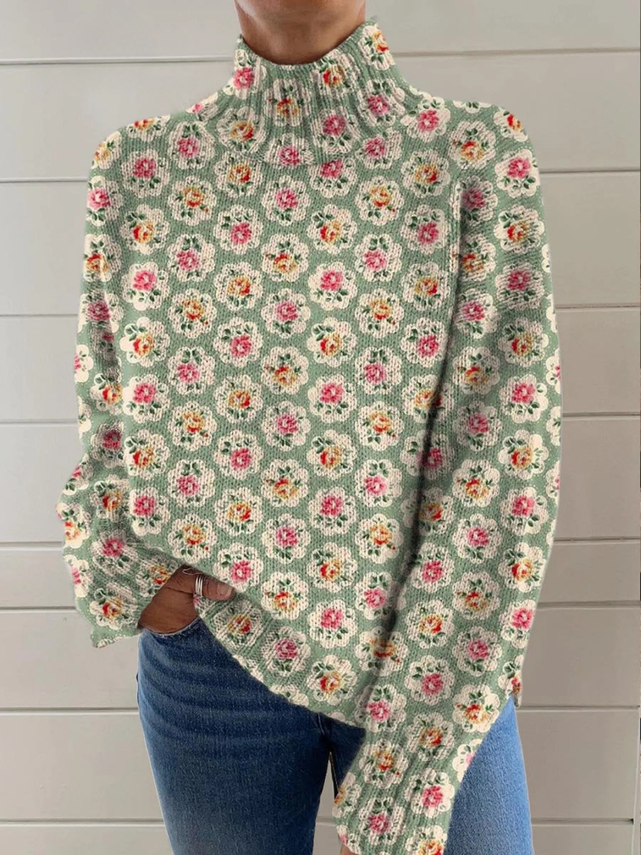 Etta | Floral Mock Neck Jumper