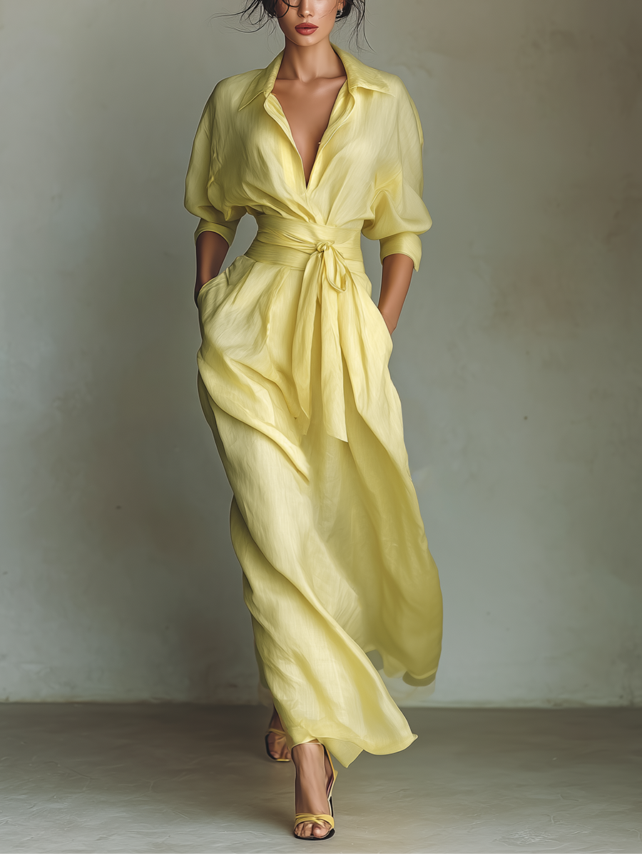 Anisha | Summer Linen Maxi Shirt Dress