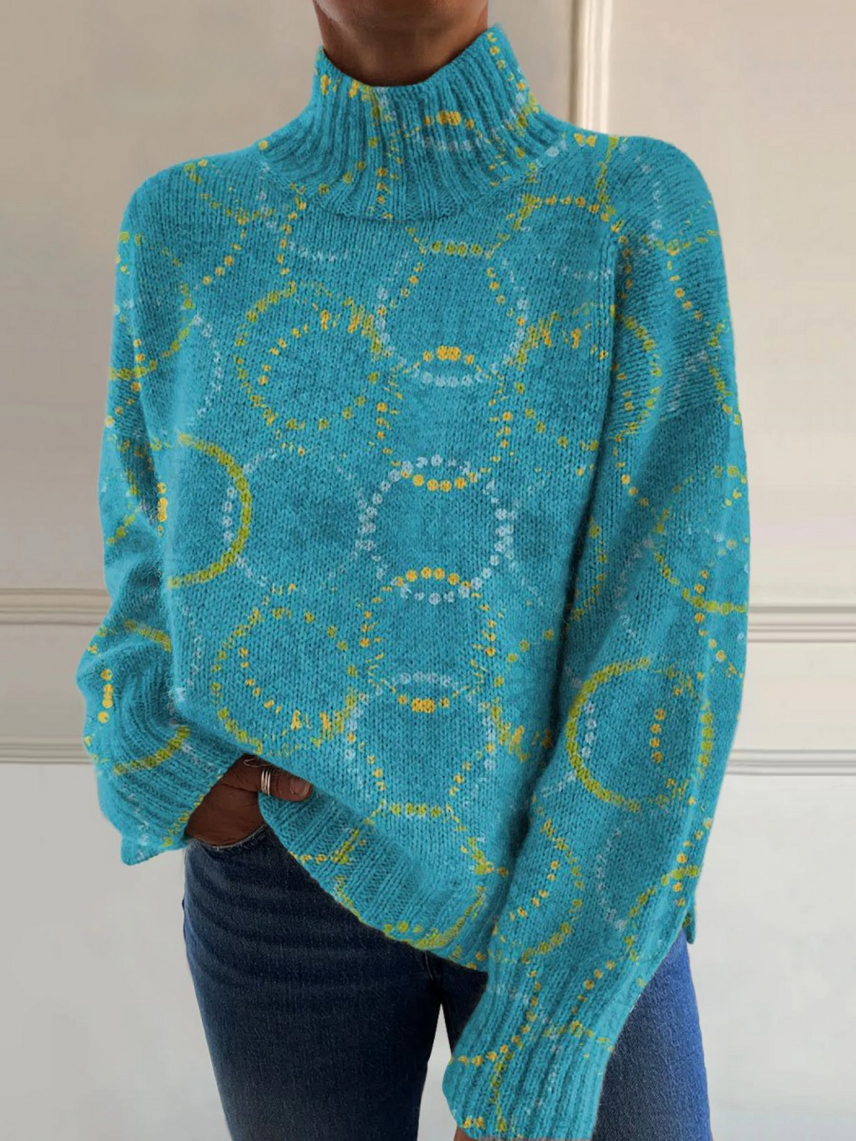 Elara | High Neck Patterned Jumper