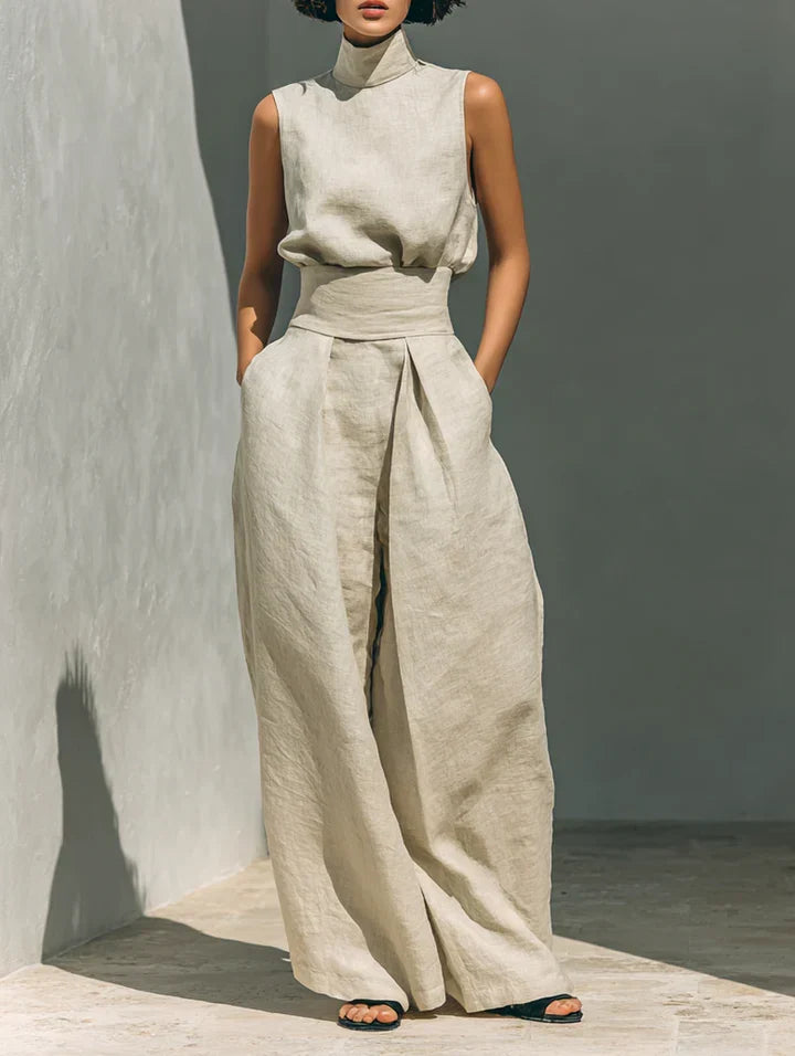 Flor | Sleeveless Cotton Linen Two Piece Set