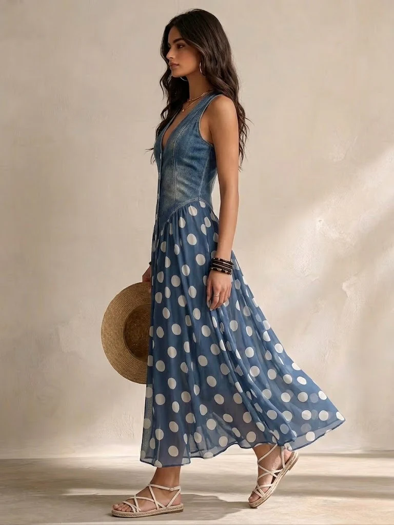 Adeline | Denim Maxi Dress