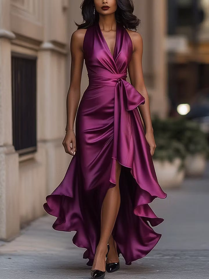 Vanessa | Halter Ruffle Evening Gown