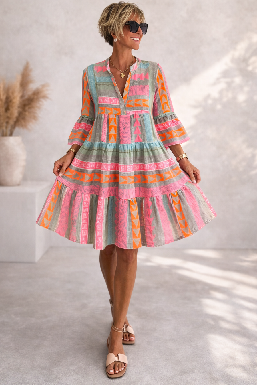 Irene | Patterned Flowing Midi Dress