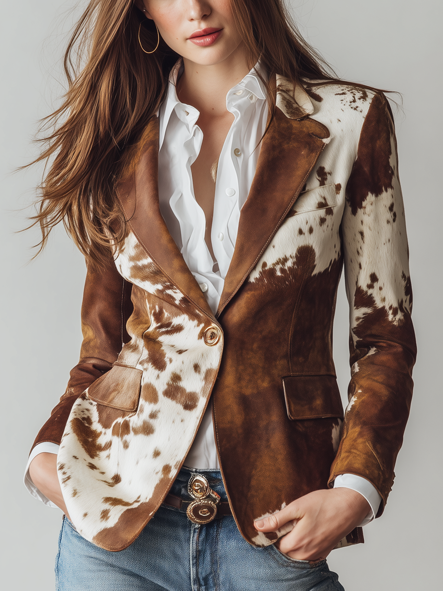 Clementine | Vintage Cow Print Blazer