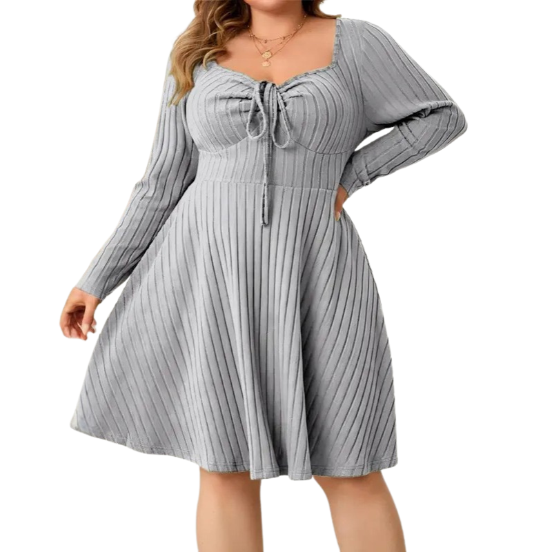 VICTORIA™ – Cozy A-Line Ribbed Dress