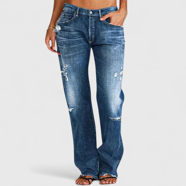 Sylvia | Stylish Rugged Wide-Leg Jeans