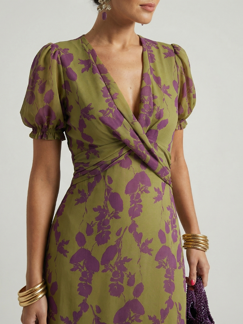 Virel™ | Robe Midi Fleurie Élégante