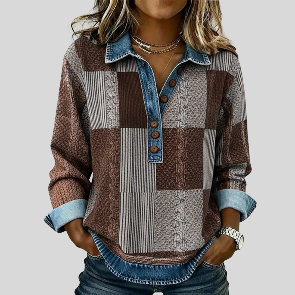 Meridell | Colourblock Print Sweatshirt