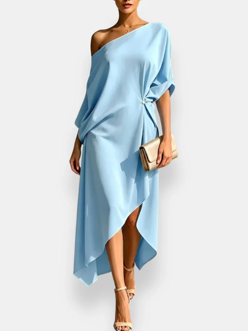 Sophia | Asymmetric Draped Midi Dress