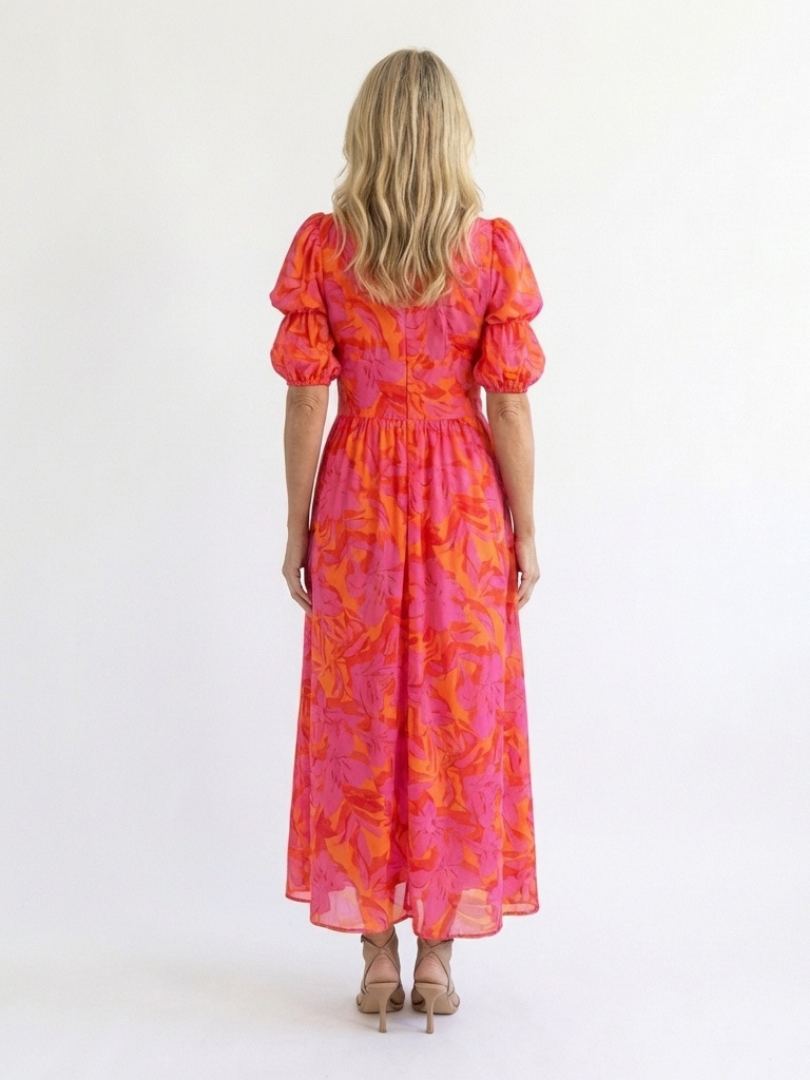 Roselle | Floral Puff Sleeve Midi Dress