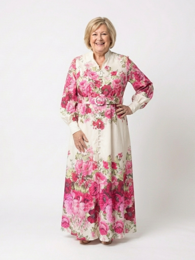 Kennedy | Long Sleeve Floral Belted Maxi Dress