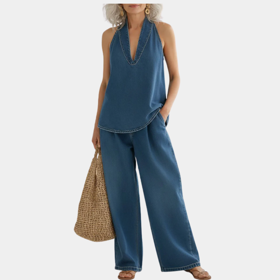 Ivy | Vintage Wash Denim Two Piece Set