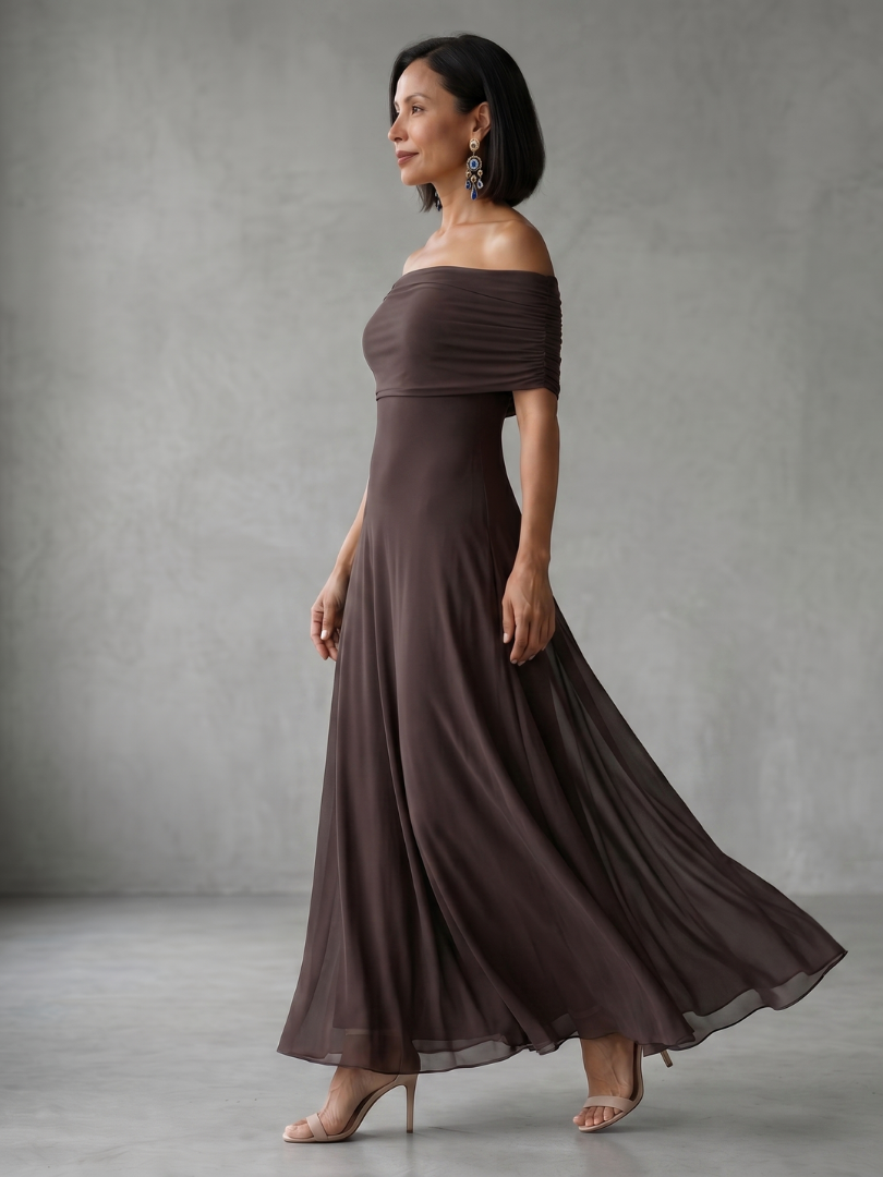 Junia | Off Shoulder Draped Midi Dress