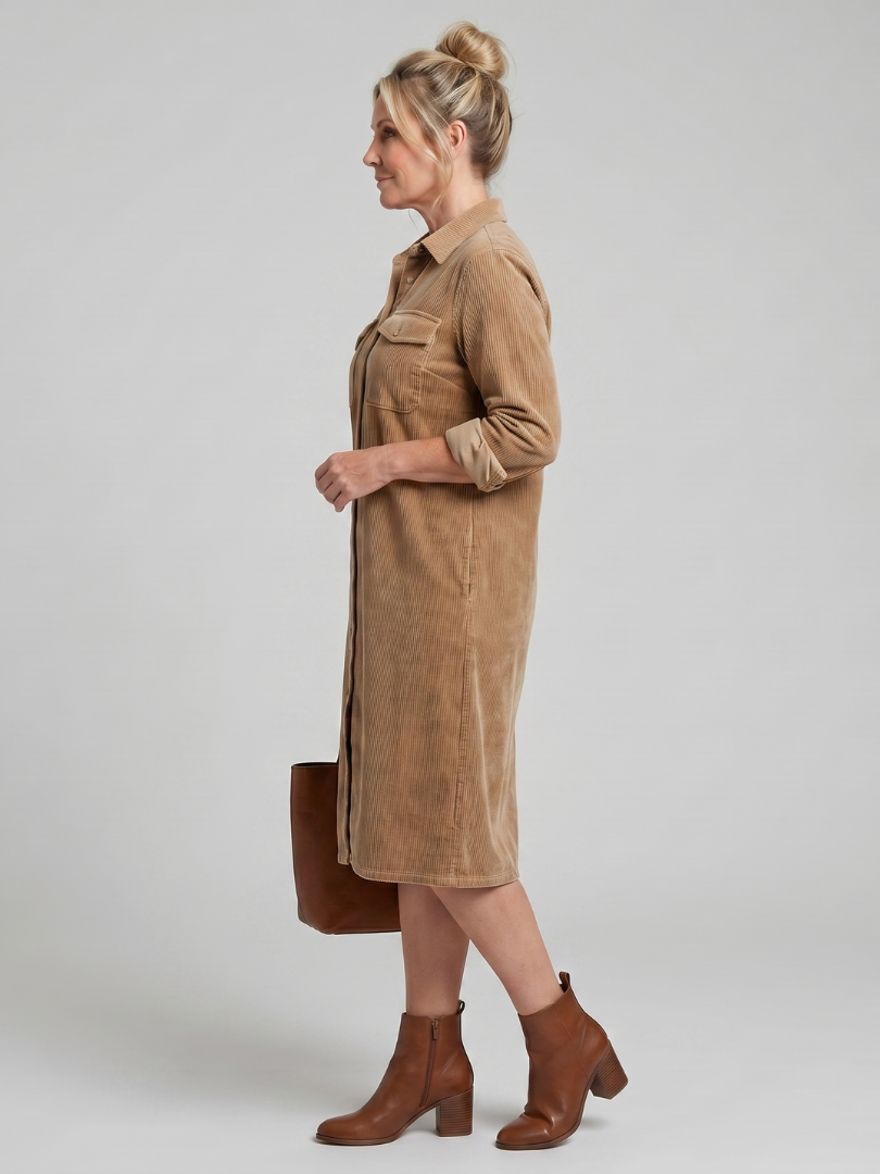Darcy | Button Front Patch Pocket Midi Dress