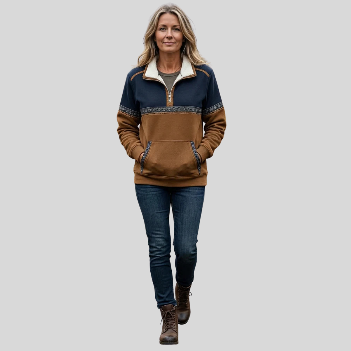 Alvette | Sherpa Collar Half Zip Pullover