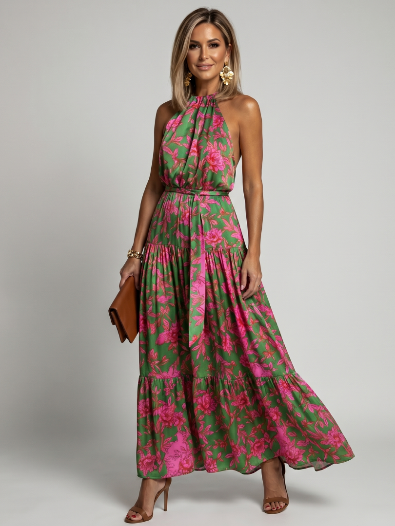 Beatrisse | Draped Halter Maxi Dress