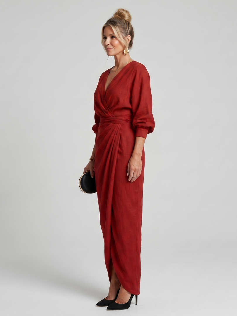 Cecilia | Draped Wrap Midi Dress