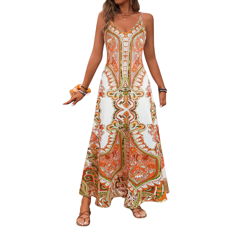 TRISH™ – Elegant Floral Print Sleeveless Dress