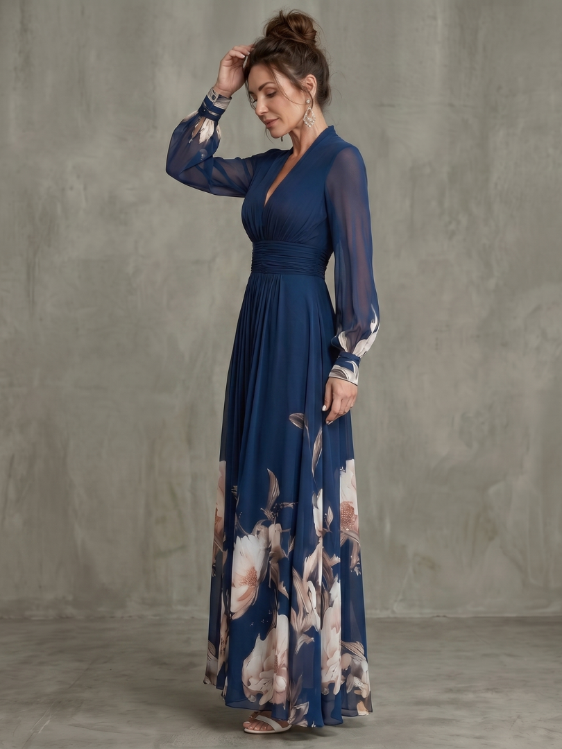 Delilah | Pleated Floral-Hem Maxi Dress