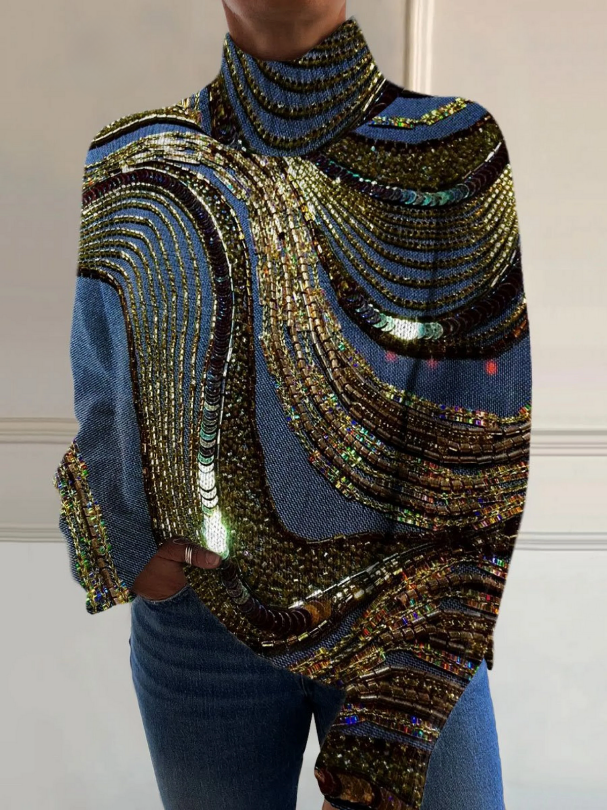 Cressida | Shimmering Christmas Turtleneck Jumper