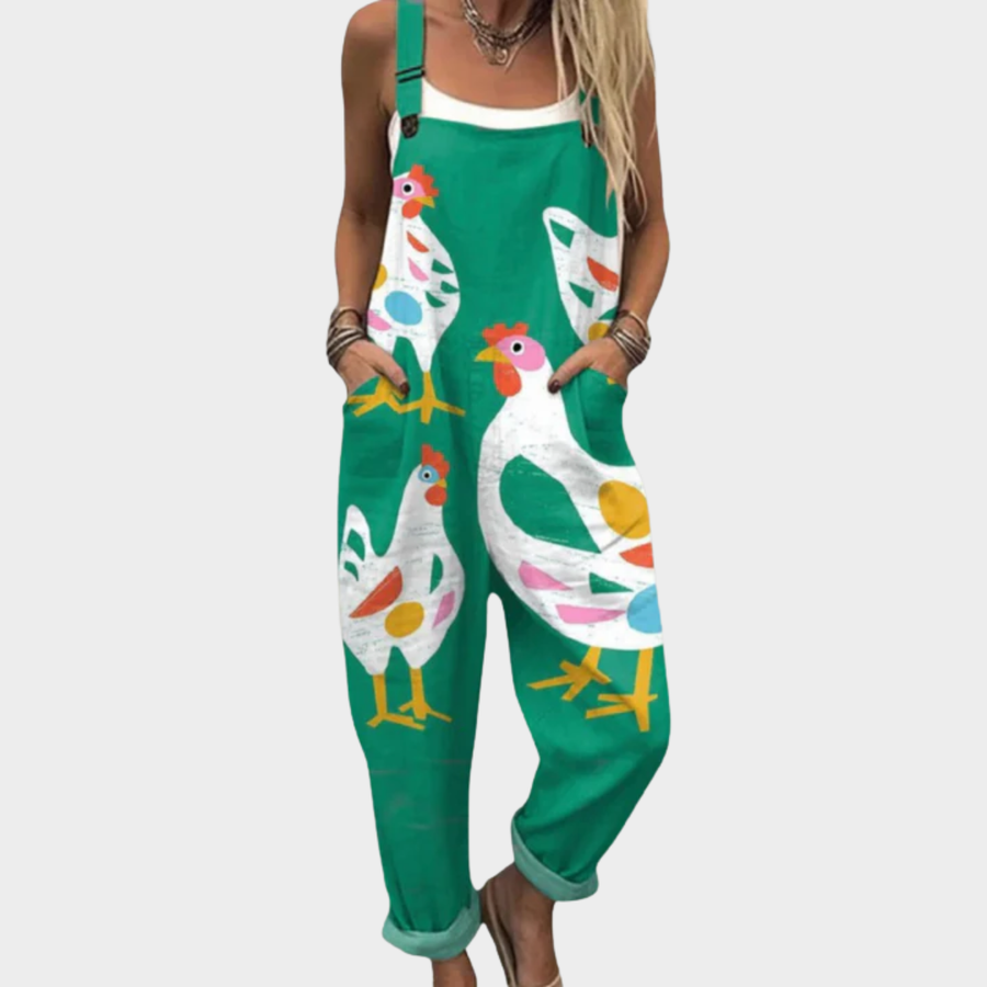 Constance | Green Print Dungarees